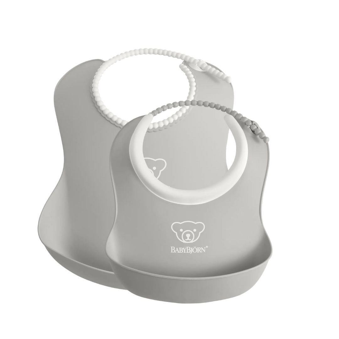 BabyBjörn ruokalappusetti 2-pack harmaa