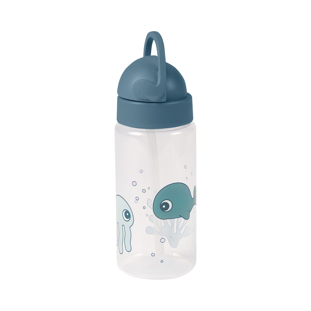 Done by Deer bottle with straw Meren ystävät Sininen