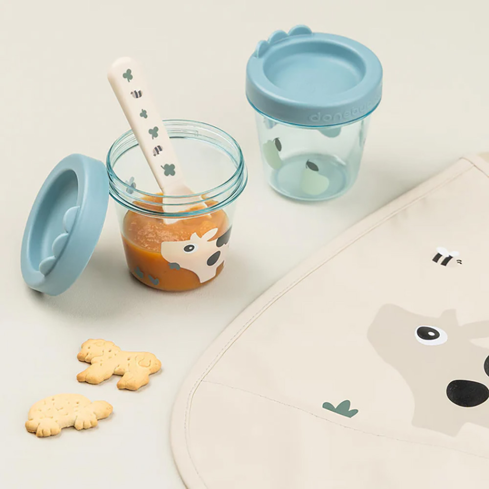 Done by Deer Baby ruoan varastointi 2-pack Tiny farm Blue