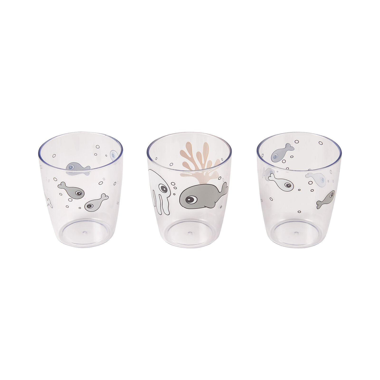 Done by Deer Yummy lasi mini 3-pack Sea friends Sinappi/Harmaa