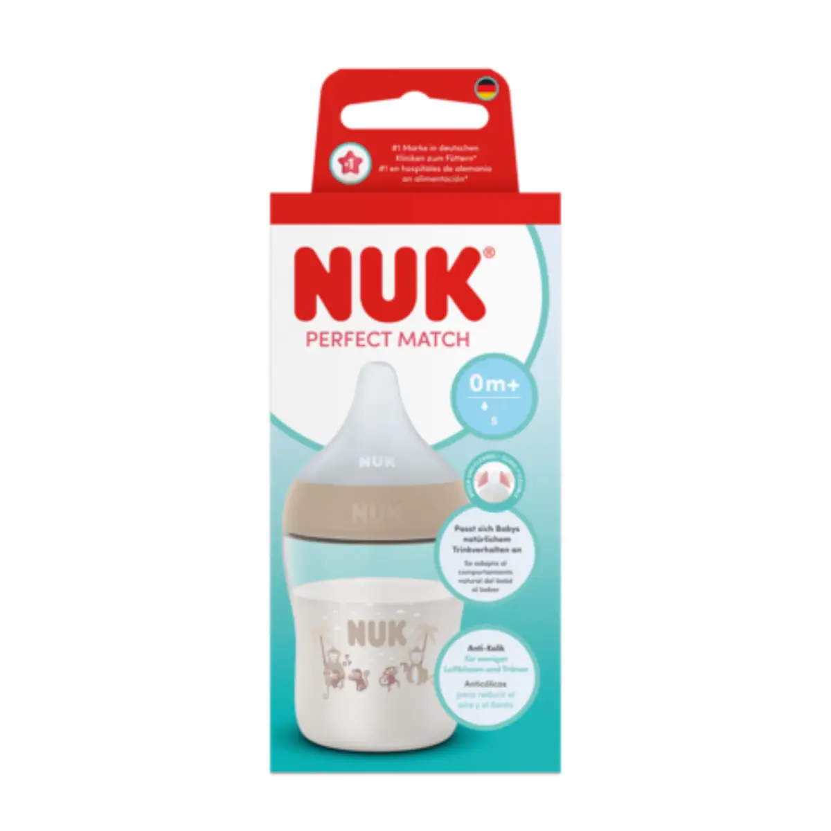  NUK Perfect Match -pullo 150 ml, apina, 0 kk+