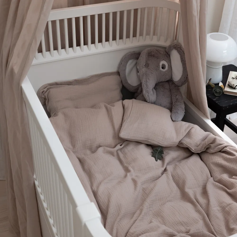 Sebra Juniorin pussilakanasetti musliini seabreeze beige