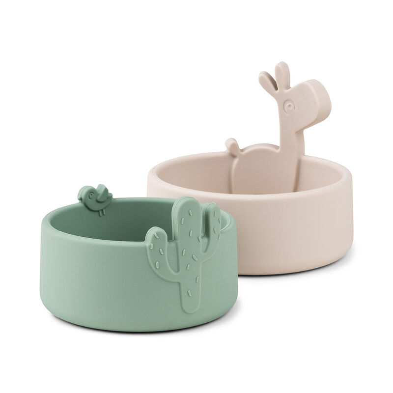 Done by Deer Silikonikulhot 2-pack Lalee Sand/Green 2-pack