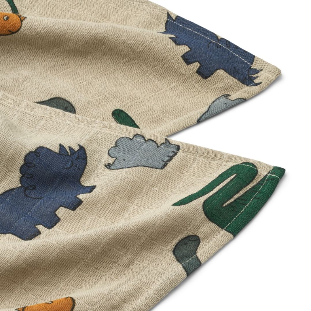 Liewood Lewis musliinipeitot 2-pack Dinosaurukset / Mist