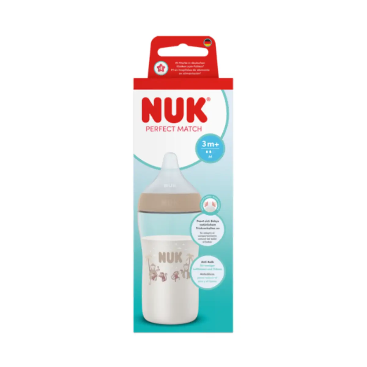  NUK Perfect Match -pullo 260 ml, apina, 3 kk+