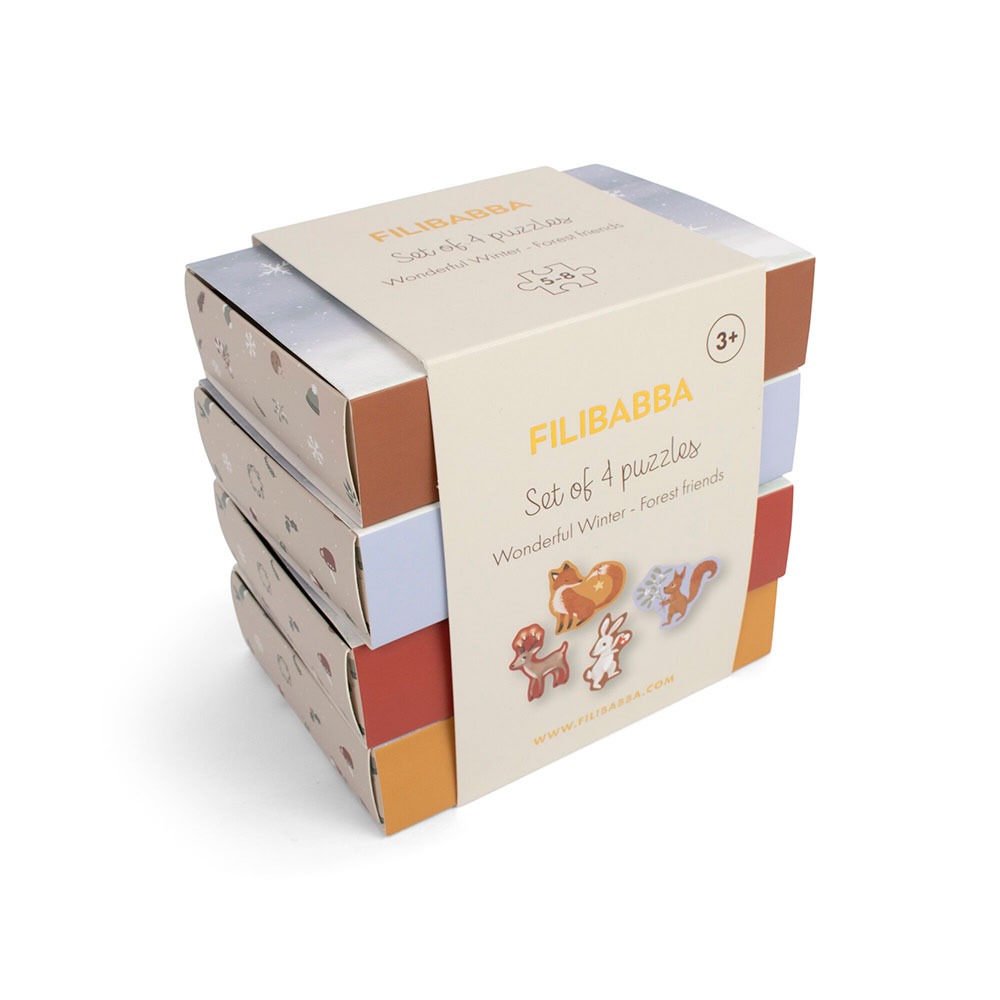 Filibabba 4 palapelin setti Wonderful Winter Forest friends