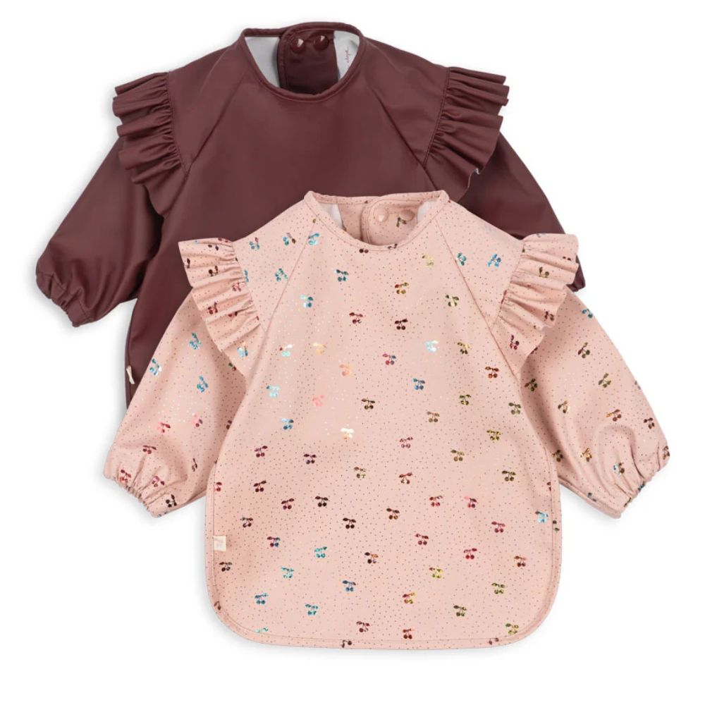 Konges Sløjd 2 kpl Glitter Ruokalappu hihoilla Cherry Glitter 6-12 kk