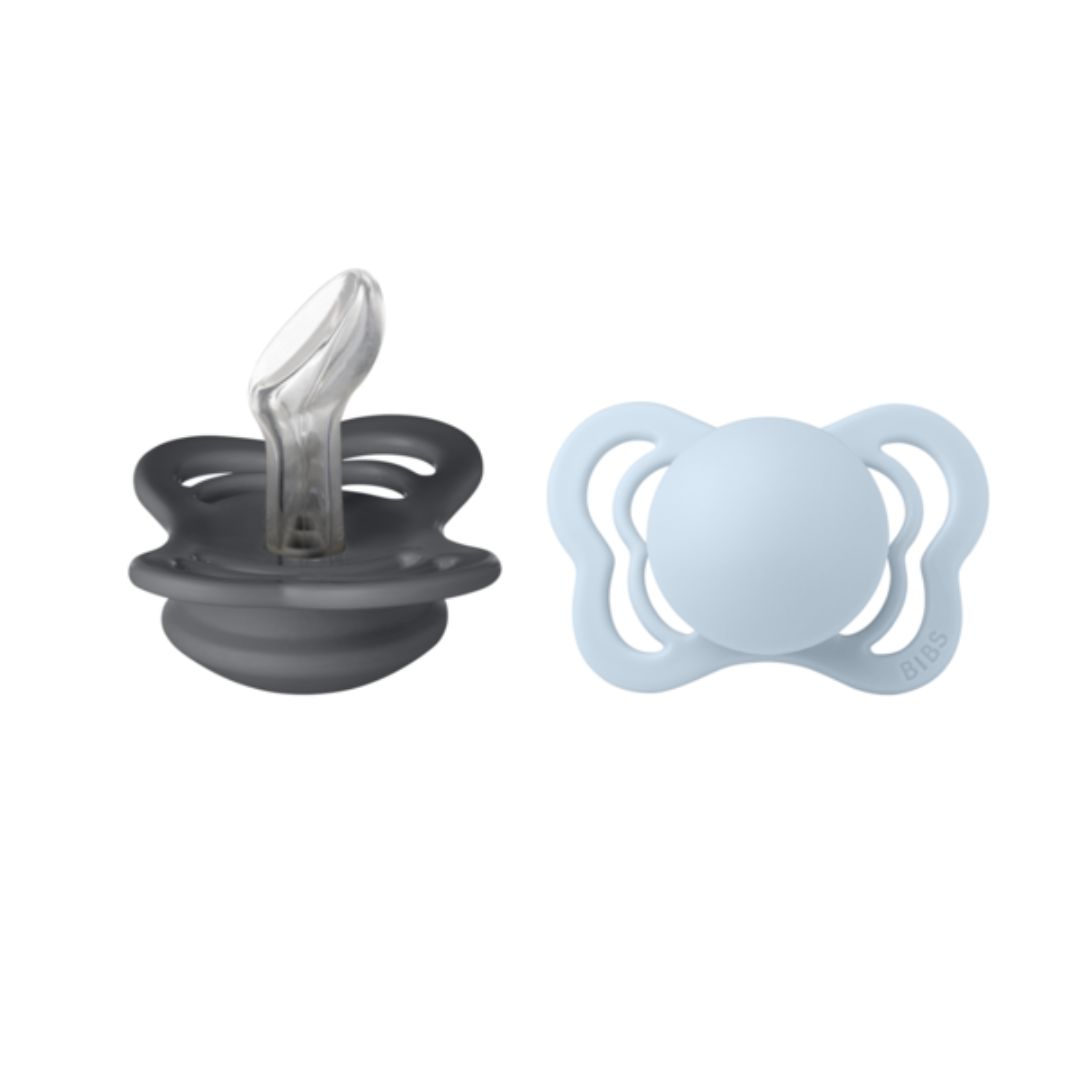 BIBS dummy Couture 2-pack silikoni 0-6m Rauta/Baby Blue (sininen)