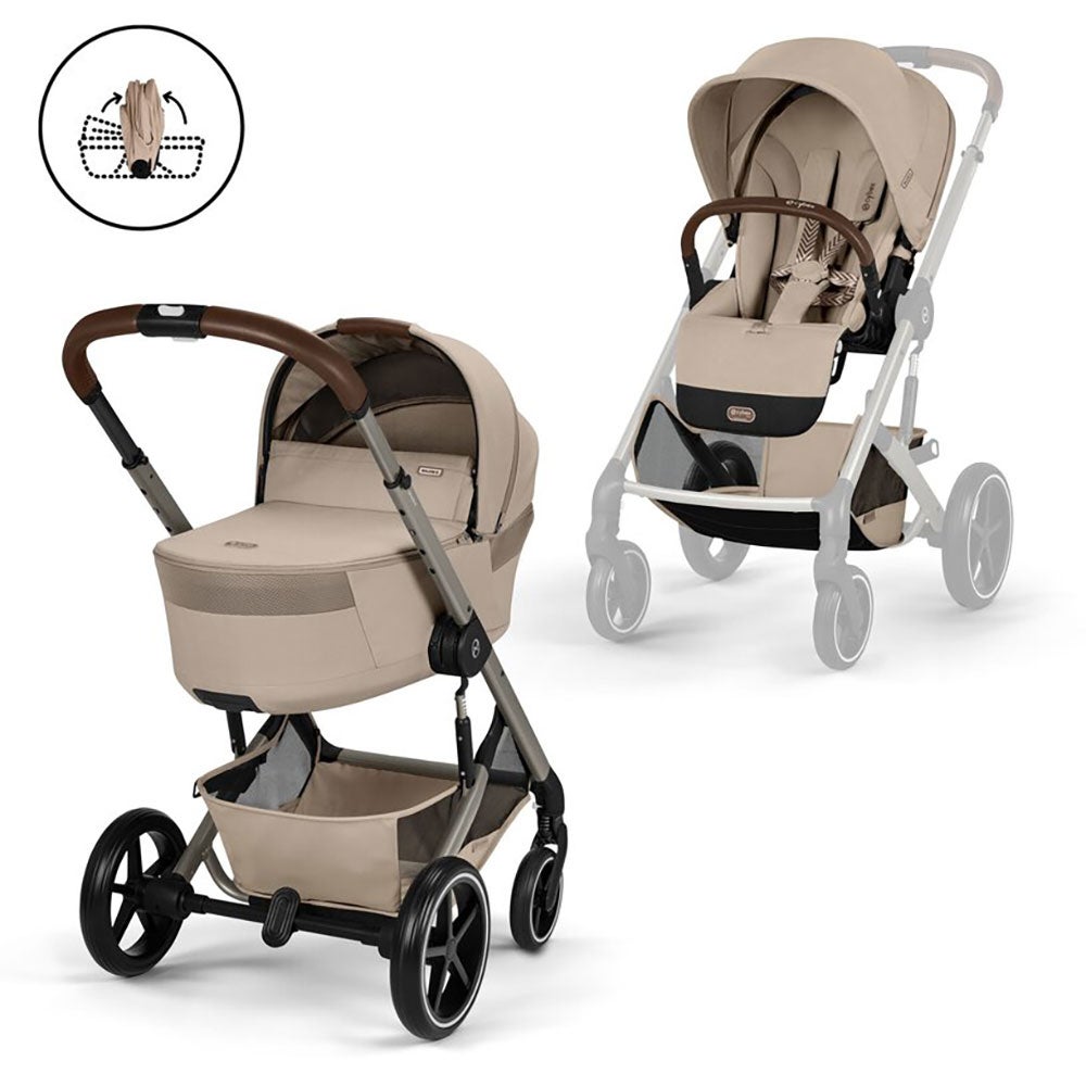 Cybex Balios S Lux TPE, sis. kokoontaitettavan vaunukopan (Almond Beige)