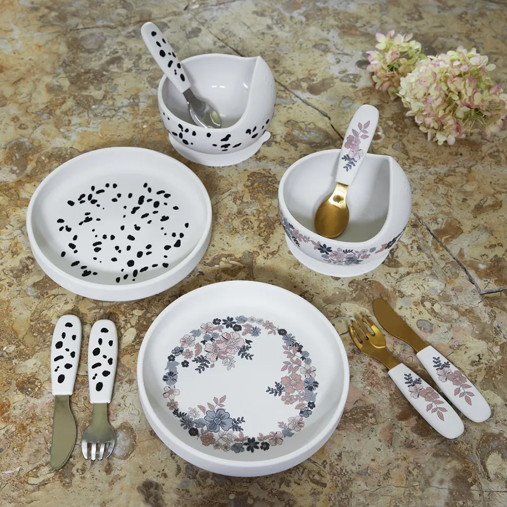 Elodie Silikonikulho ja lusikka Dalmatian Dots Dalmatian Dots