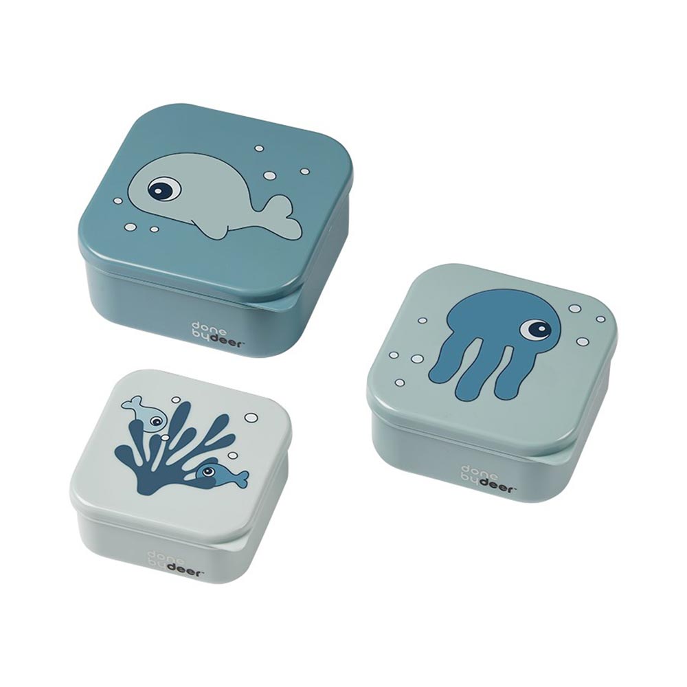 Done by Deer Välipalalaatikko 3-pack Sea friends Sininen