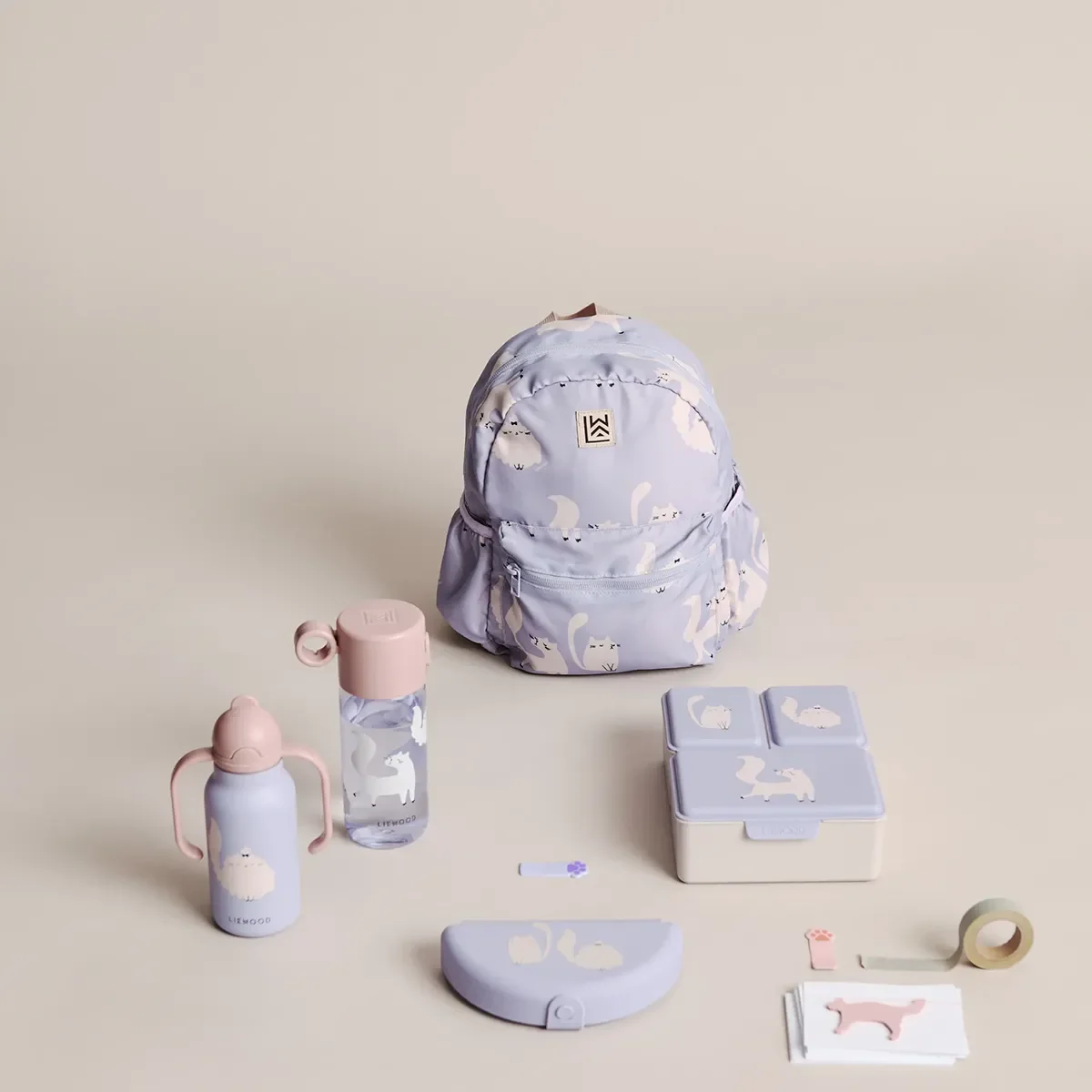 Liewood Eugene taitettava välipalarasia Cat / Warm lilac