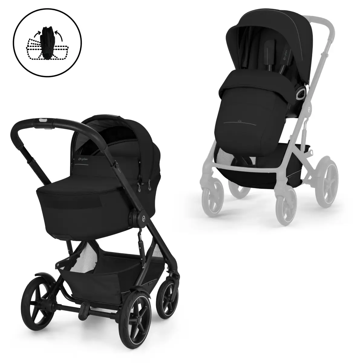 Cybex Talos S Lux sis makuuosa Moon Black