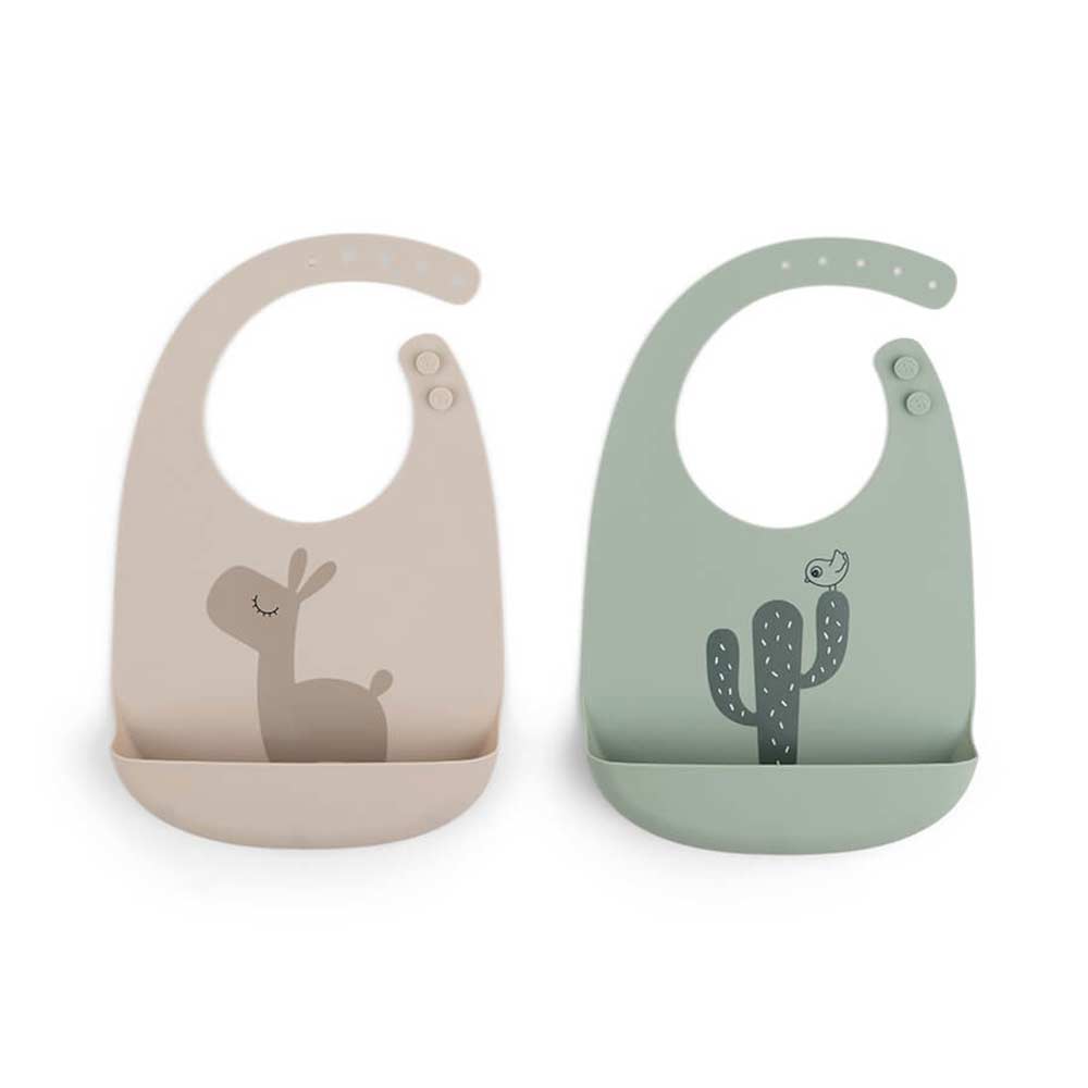 Done by Deer Bib silikoni 2-pack Lalee Sand/Green 2-pack Lalee Sand/Green
