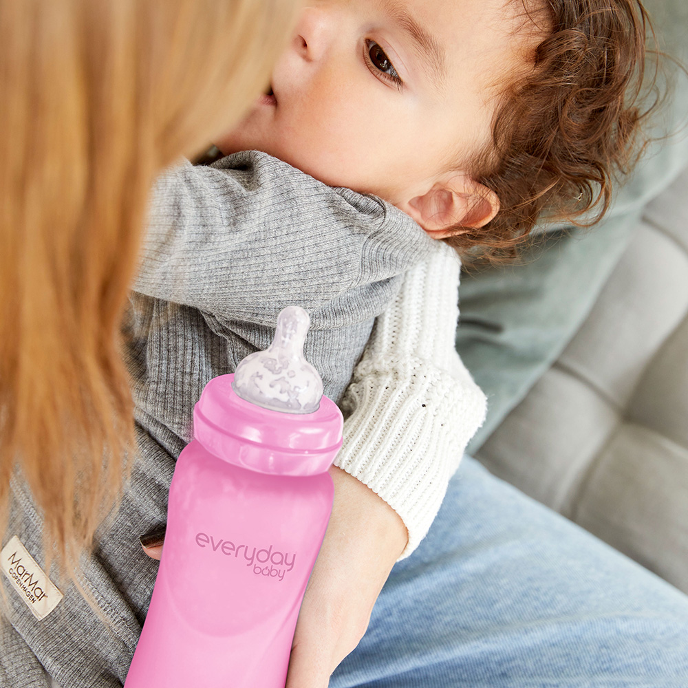 Everyday Baby -tuttipullo, lämpötunnistin, Healthy +, 240 ml - kirsikanpunainen