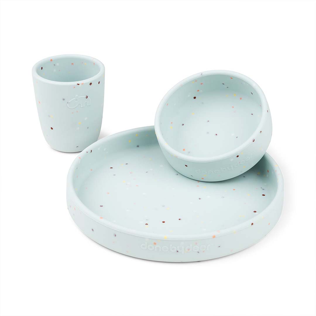 Done by Deer Silikonimattosetti Confetti Blue (sininen)