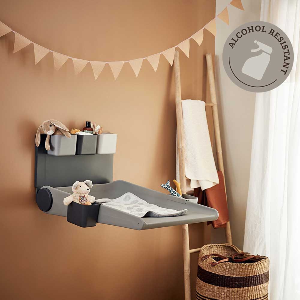 Leander Wally seinään kiinnitettävä vaihtopöytä Dusty grey