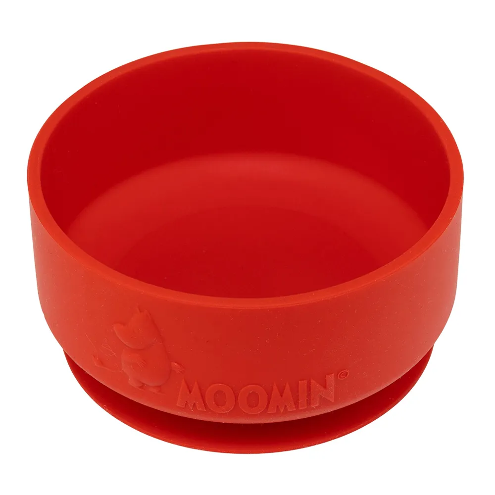 Rätt Start Mumin Silikonikulho imukupilla Lingonberry Red