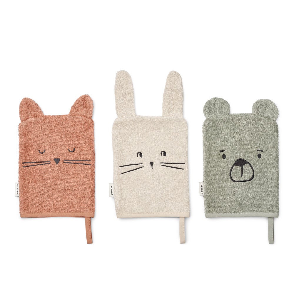 Liewood Sylvester Classic Washcloth 3-Pack Dove sininen sekoitus