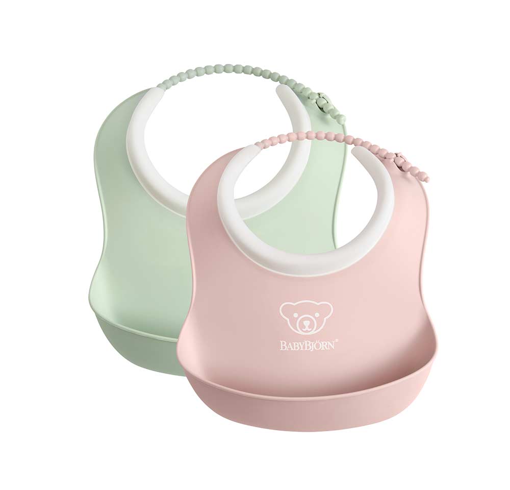 BabyBjörn Pieni ruokalappu 2-pack vaaleanvihreä/vaaleanpunainen