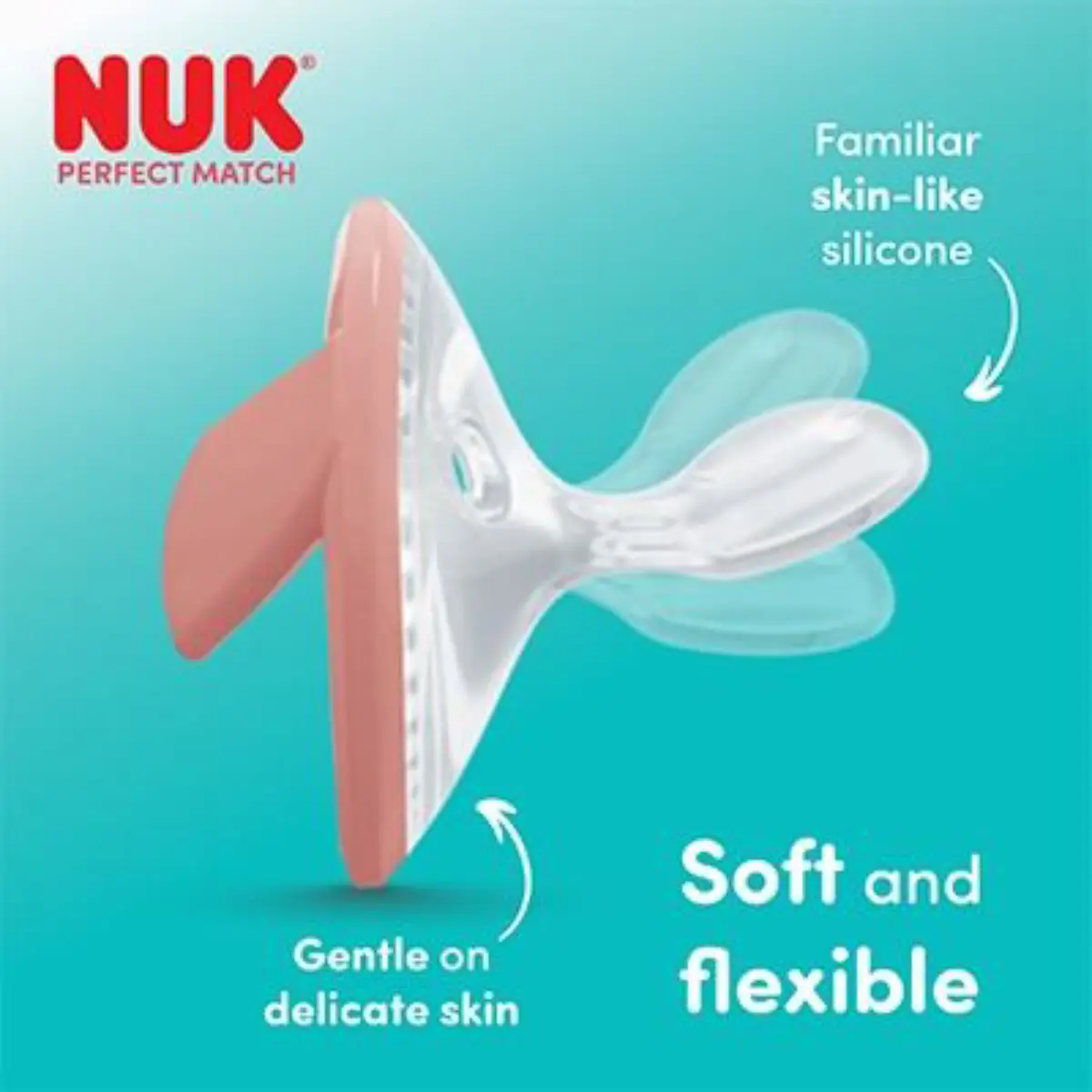  NUK Perfect Match -tutti, beige/punainen, koko 1 (0–6 kk)