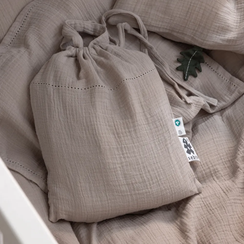 Sebra Juniorin pussilakanasetti musliini seabreeze beige