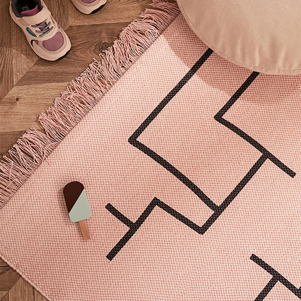 Kids Concept Matto geometrinen vaaleanpunainen 90x130 cm 