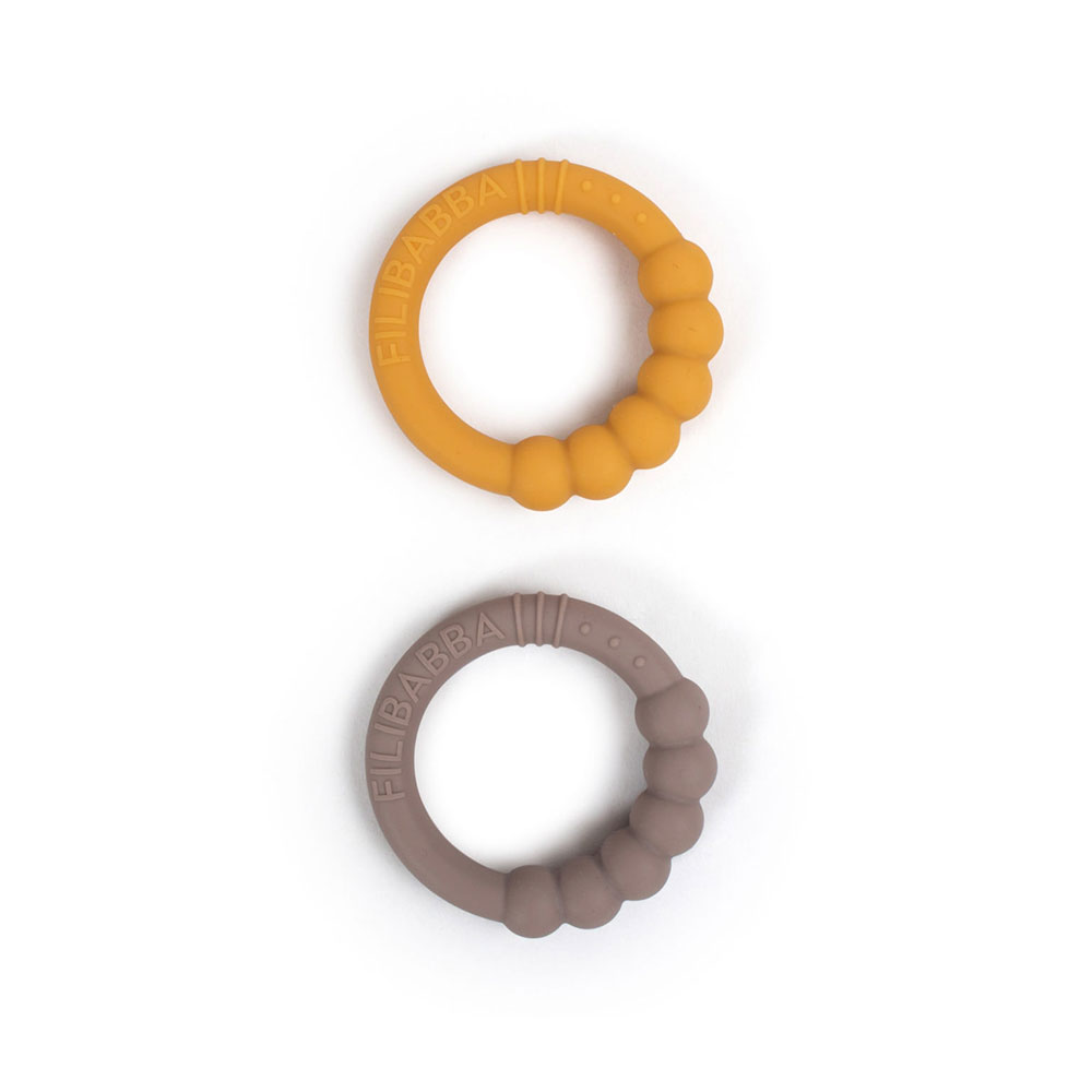 Filibabba Silikoni Teether 2-pack Lämmin harmaa/hunaja kultainen