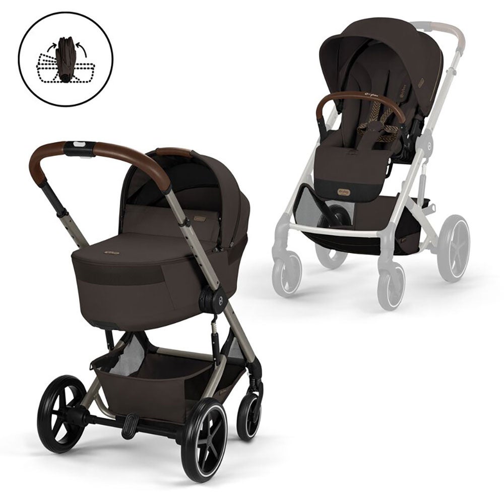 Cybex Balios S Lux TPE, sis. kokoontaitettavan vaunukopan Chocolate Brown