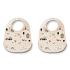 Liewood Tilda kuviollinen ruokalappu 2-Pack Farm / Sandy