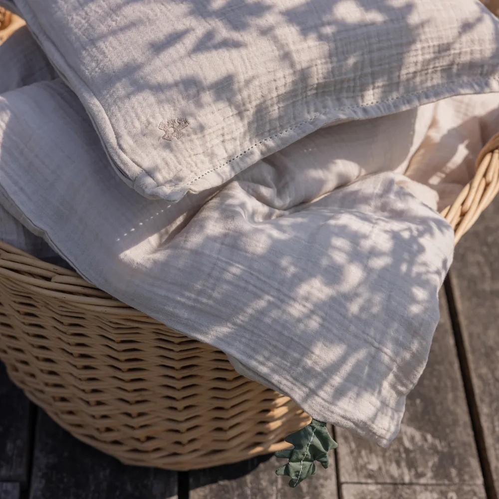 Sebra Juniorin pussilakanasetti musliini seabreeze beige