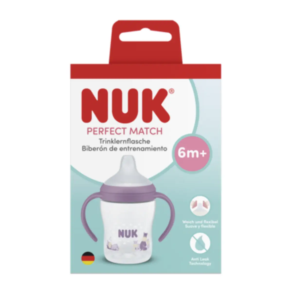 NUK Perfect Match -tuttipullo kahvoilla, 150 ml, virtahepo, 6 kk+