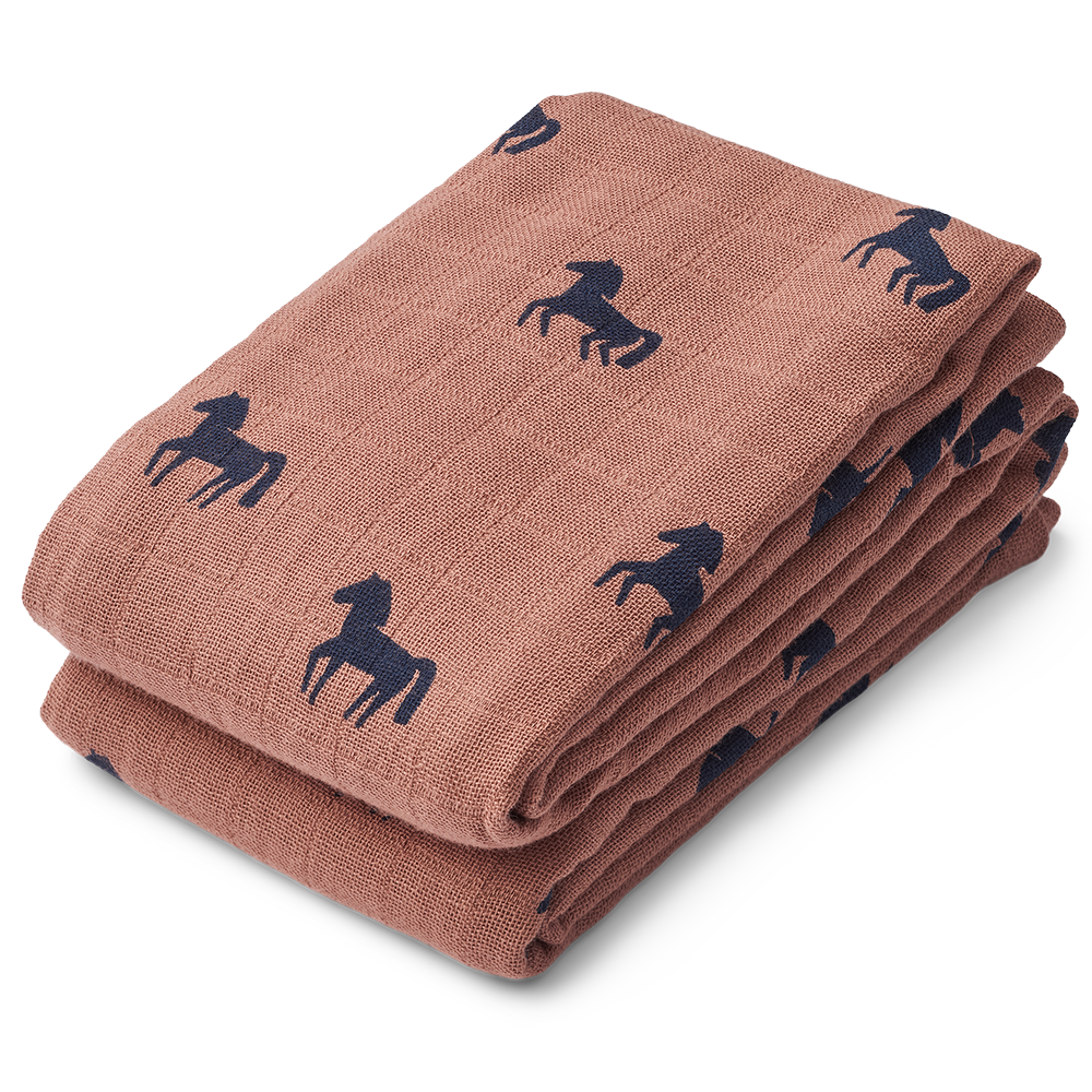  Liewood Lewis musliinikangas 2 kpl Horses / Dark rosetti