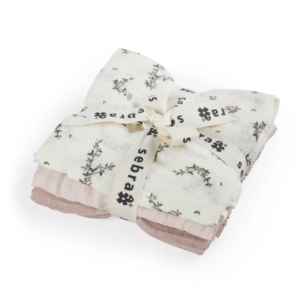 Sebra musliinipeitot 3-pack powder blossom rose