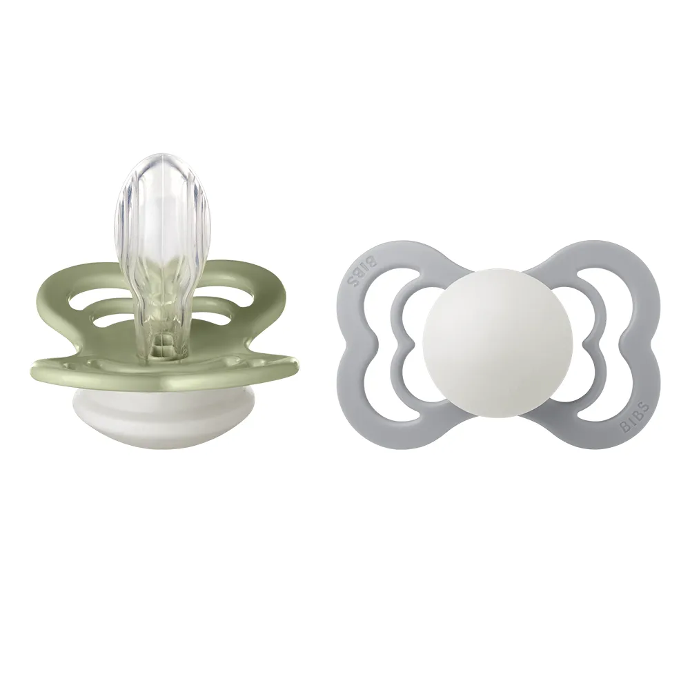 BIBS Supreme 2 PACK silikoni koko 2 Sage GLOW/Cloud GLOW