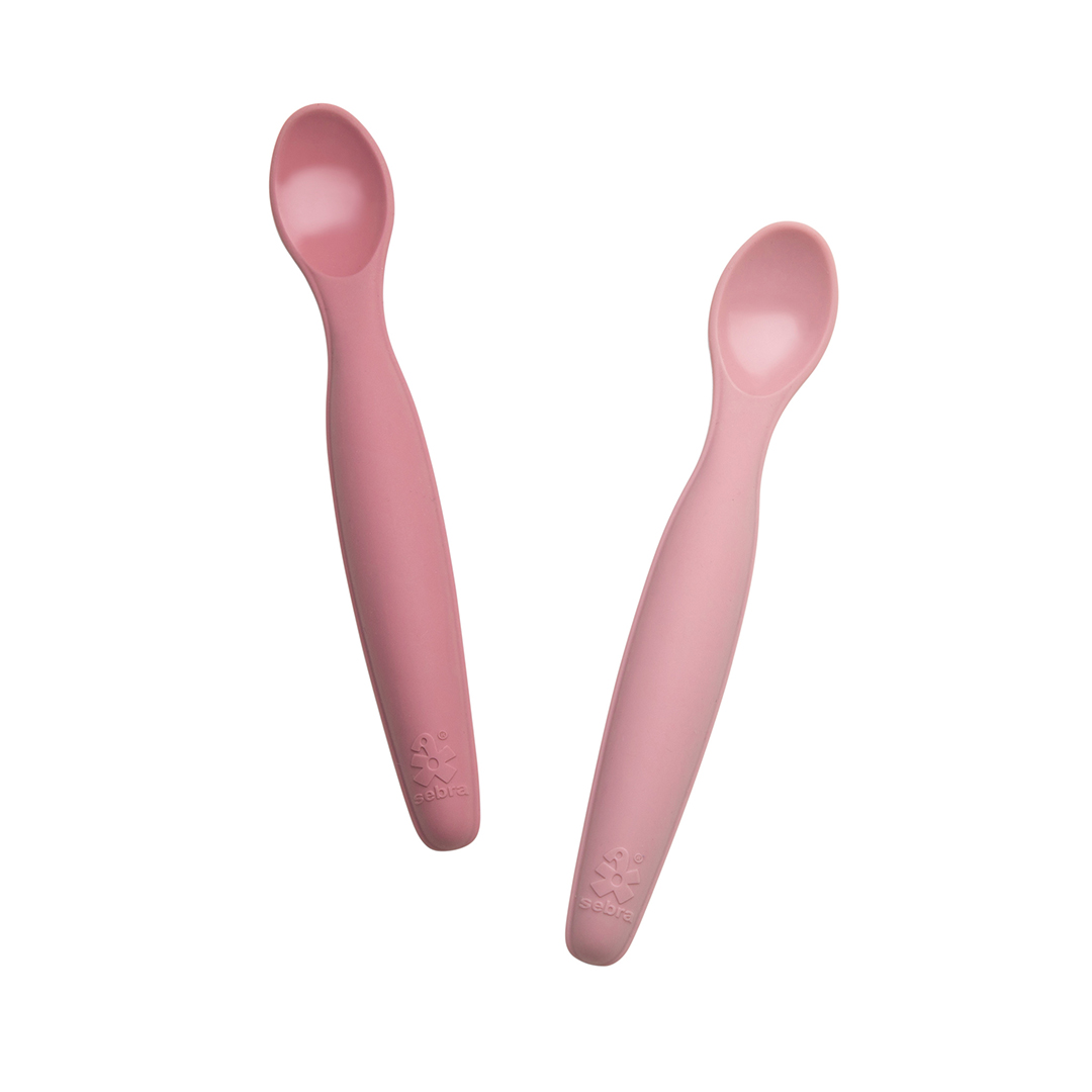 Sebra silikonilusikat 2-pack pitkä, Blossom Pink, kukanvaaleanpunainen