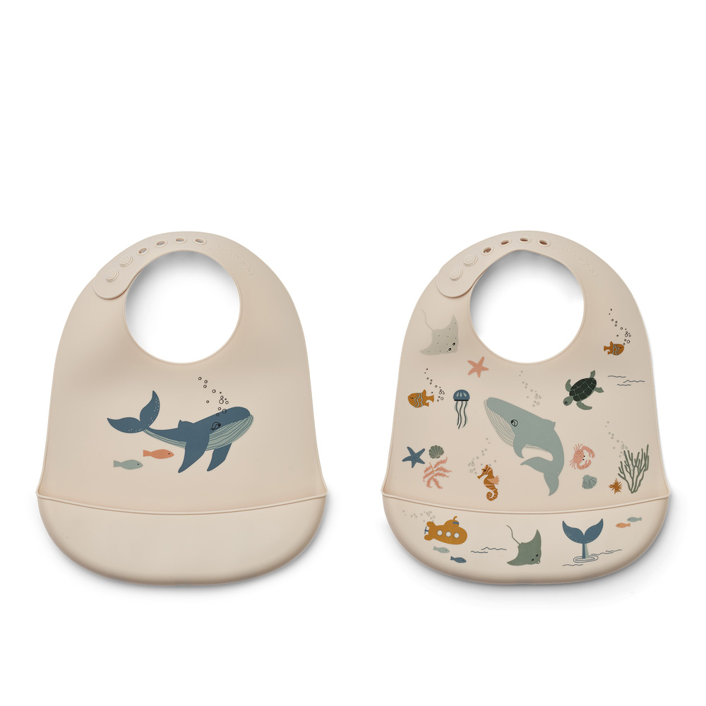 Liewood Tilda Printed Bib 2-Pack meriolento / Sandy 1032