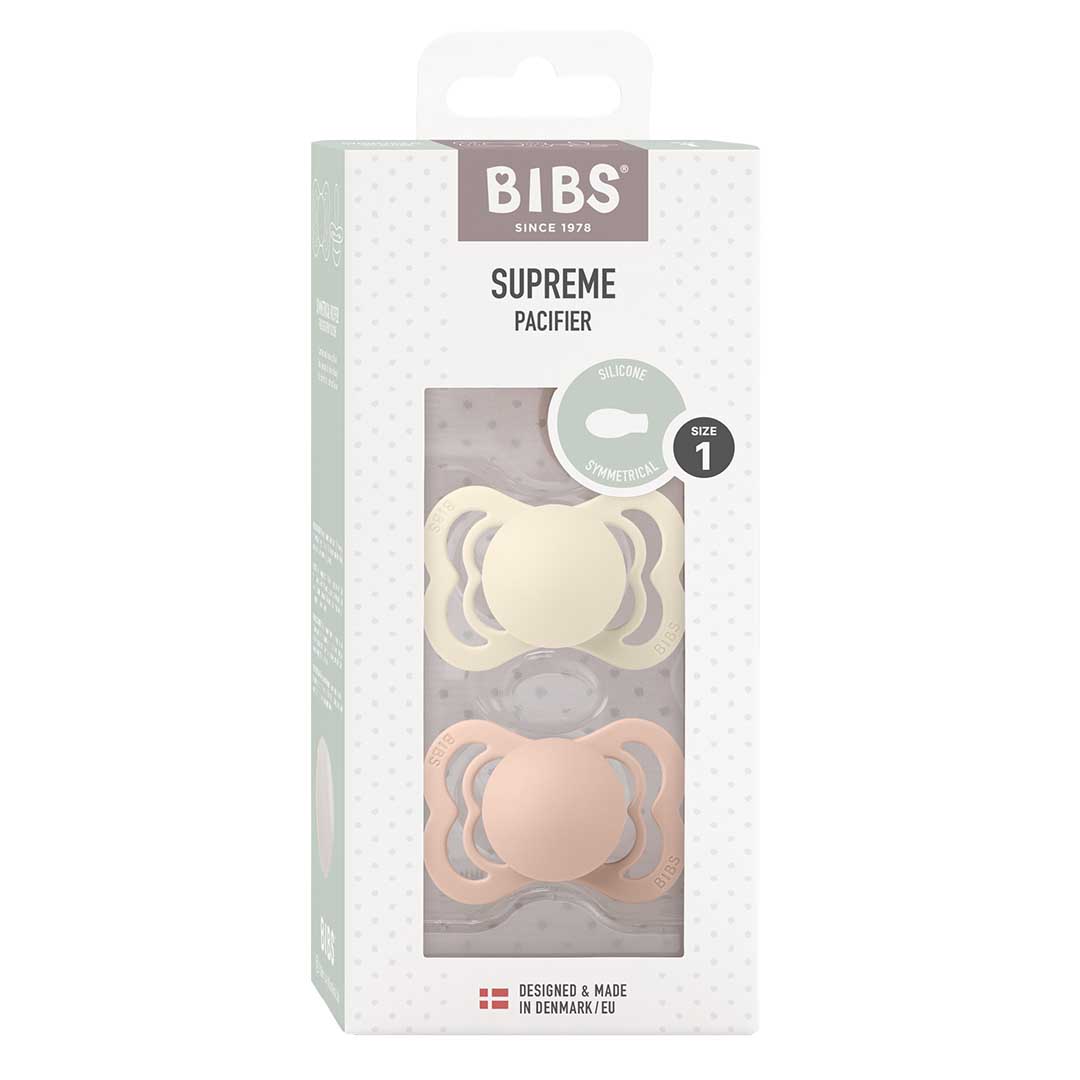 BIBS Soother 2-Pack Supreme 0-6m Silikoni Ivory/Blush (norsunluu/poskipunainen)