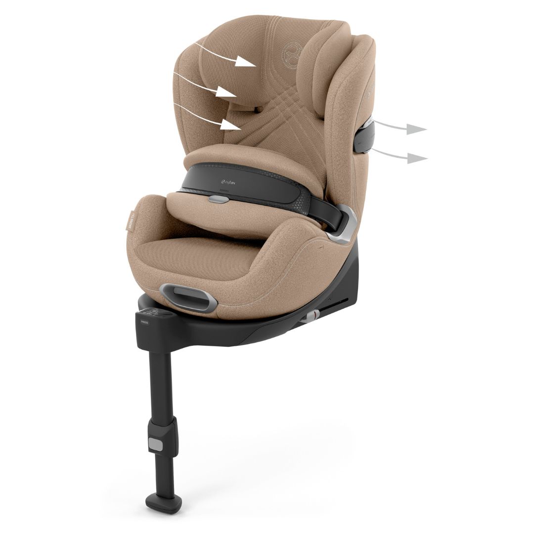 Cybex Anoris T2 turvaistuin, jossa on turvatyyny i-size Plus Cozy Beige