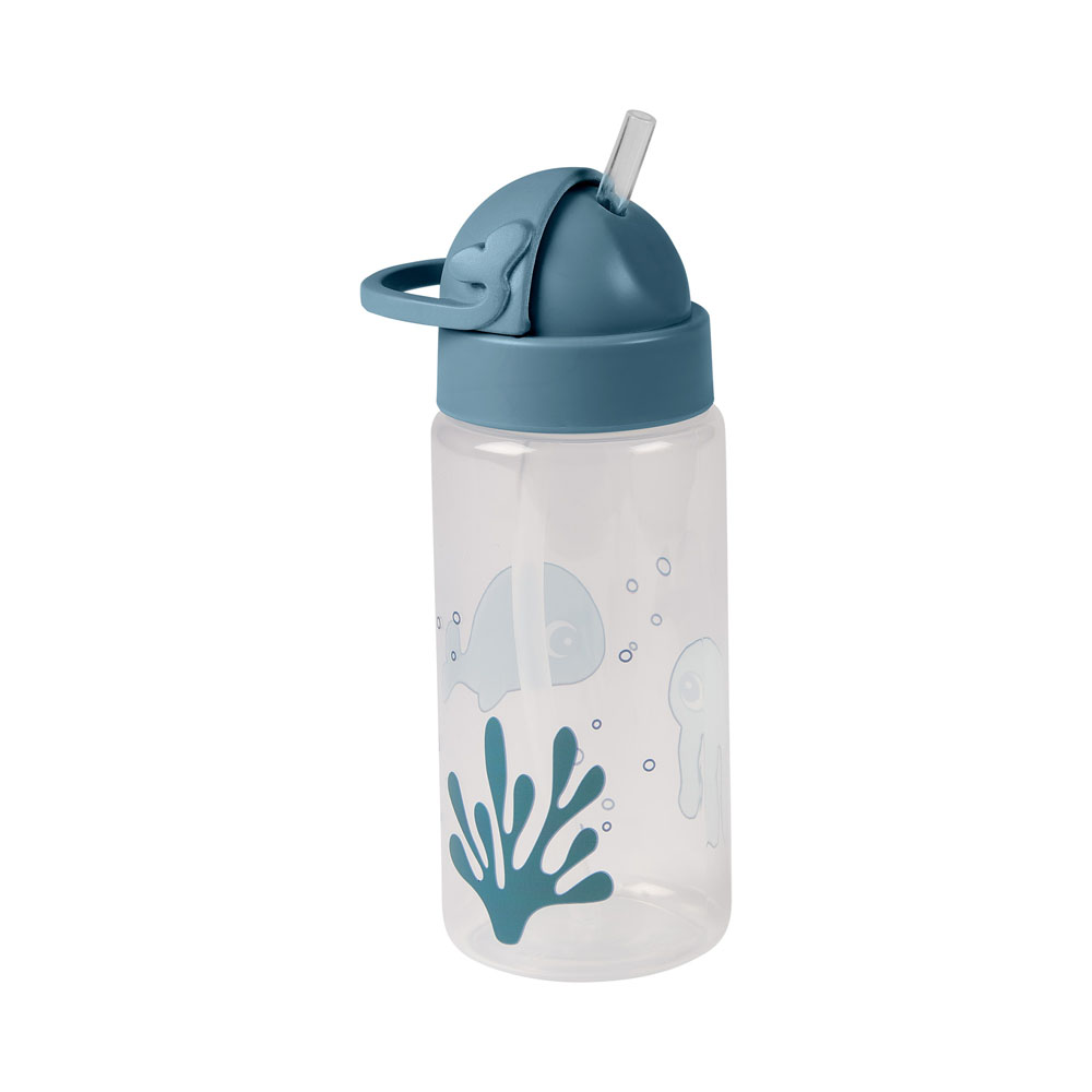 Done by Deer bottle with straw Meren ystävät Sininen
