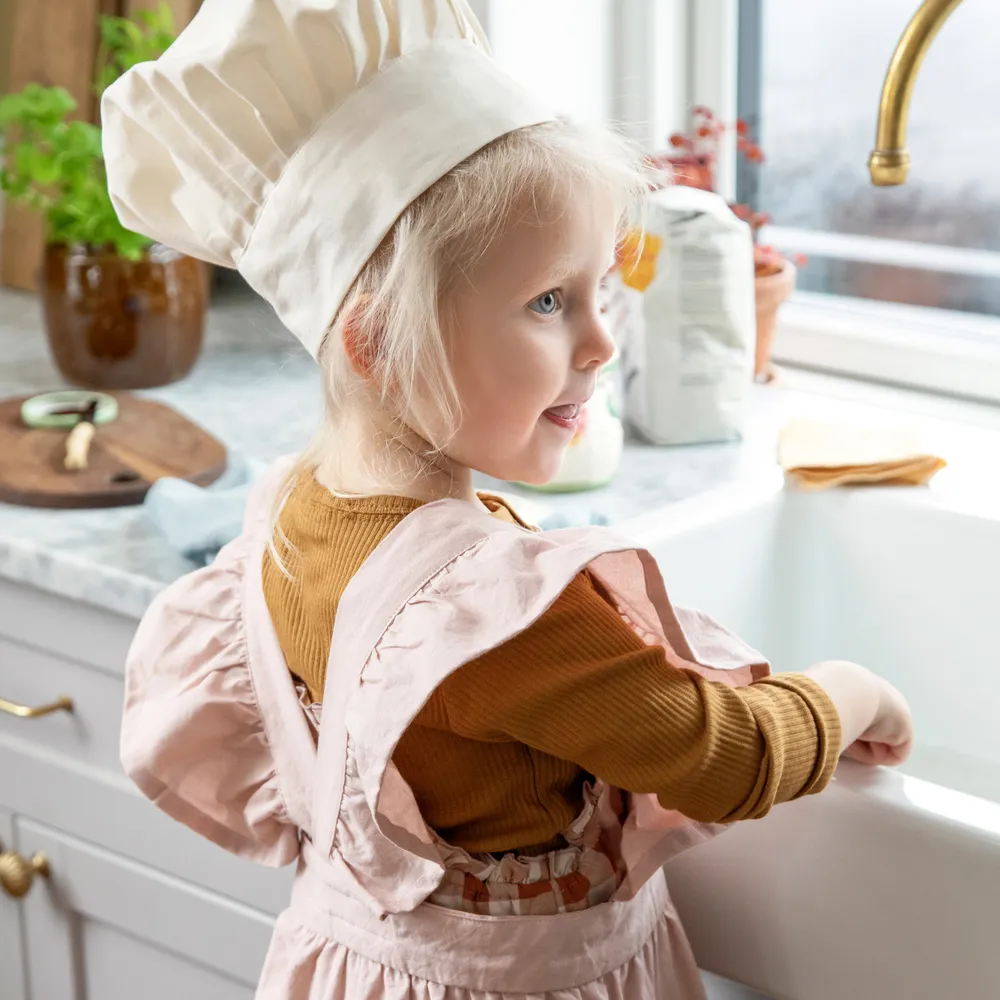 Sebra esiliina- & kokkihattusetti – Dusty pink/White