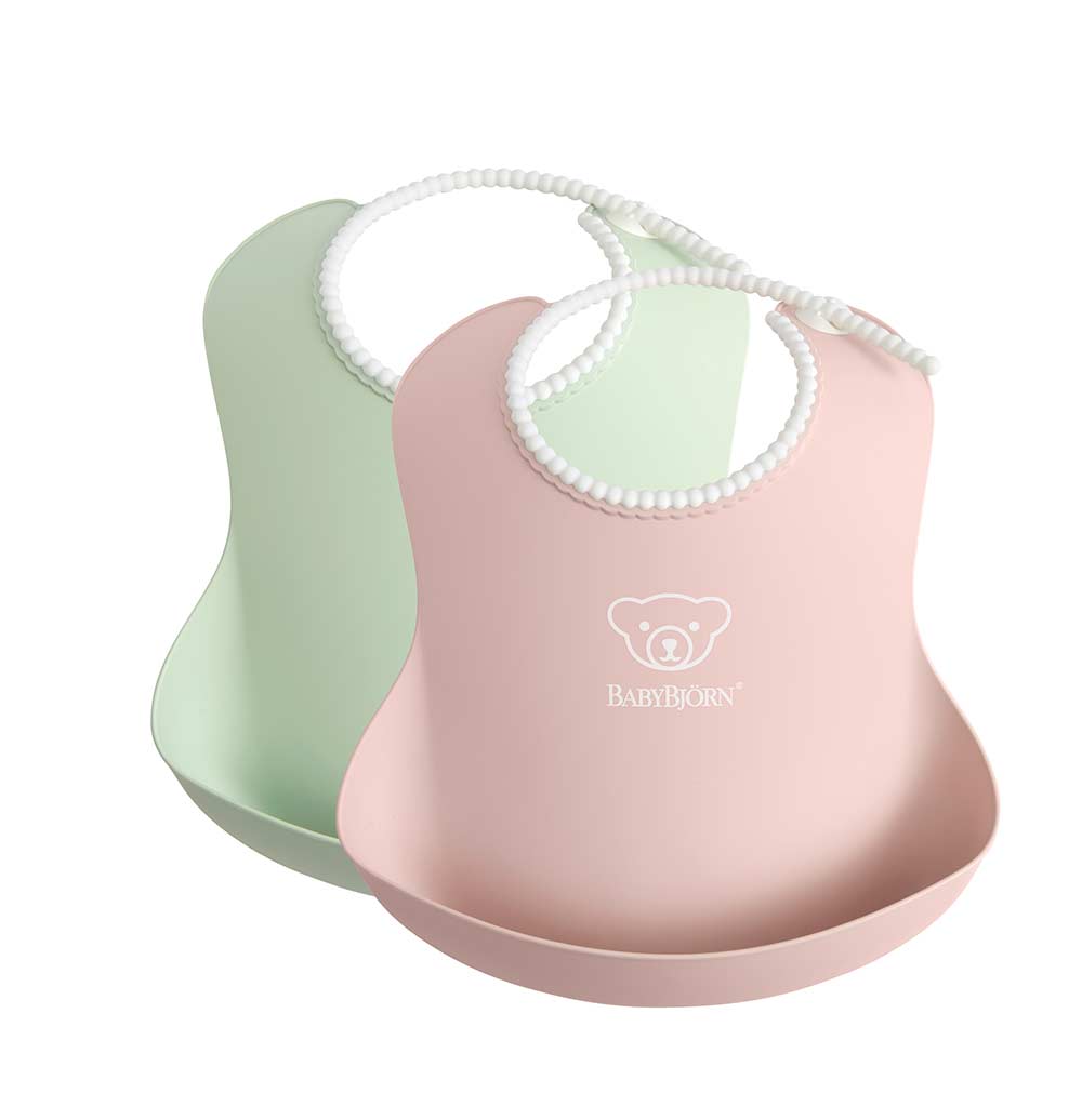 BabyBjörn ruokalappu 2-pack vaaleanvihreä/vaaleanpunainen